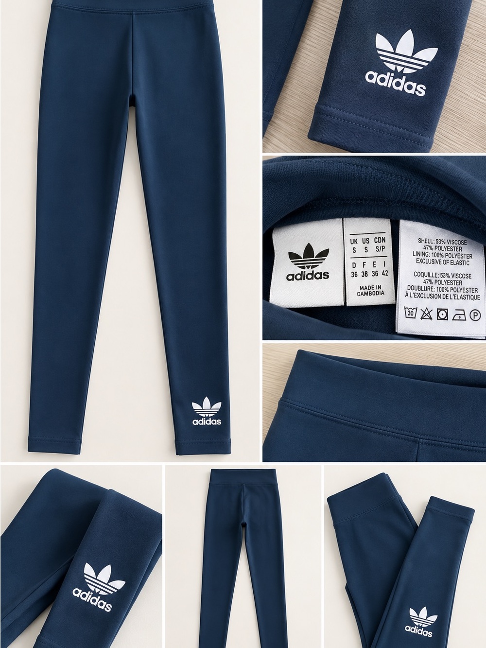 Adidas Originals Trefoil Navy Blue Leggings Size S